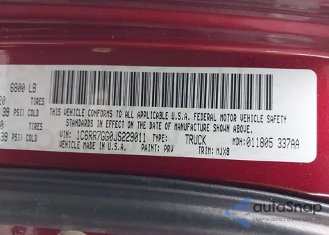 2018 Ram 1500 Big Horn 4X4 6'4 Box z USA, uszkodzony, nr VIN 1C6RR7GG0JS229011